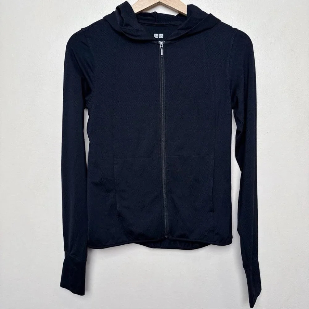 Women's Black Zip-Front Hooded Jacket - Picture 4 of 15